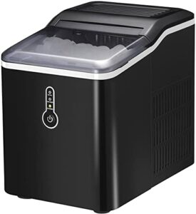 prestige cartridge26lbs portable ice maker, compact ice maker countertop machine, 9 ice cubes ready in 7 mins, 26lbs per day, bullet shape ice, 1.5l electric ice maker, for party home camping(black)