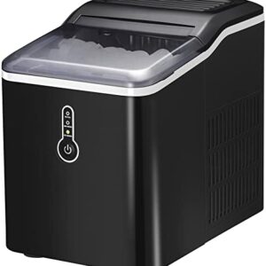 PRESTIGE CARTRIDGE26Lbs Portable Ice Maker, Compact Ice Maker Countertop Machine, 9 Ice Cubes Ready in 7 Mins, 26lbs Per Day, Bullet Shape Ice, 1.5L Electric Ice Maker, for Party Home Camping(Black)