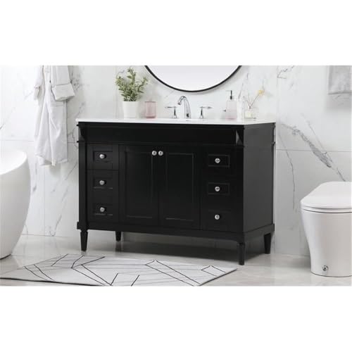 Elegant Decor Indoor Modern Under Sink Bathroom Fixtures Storage Organizer Cabinet 48 inch Single Bathroom Vanity - Black