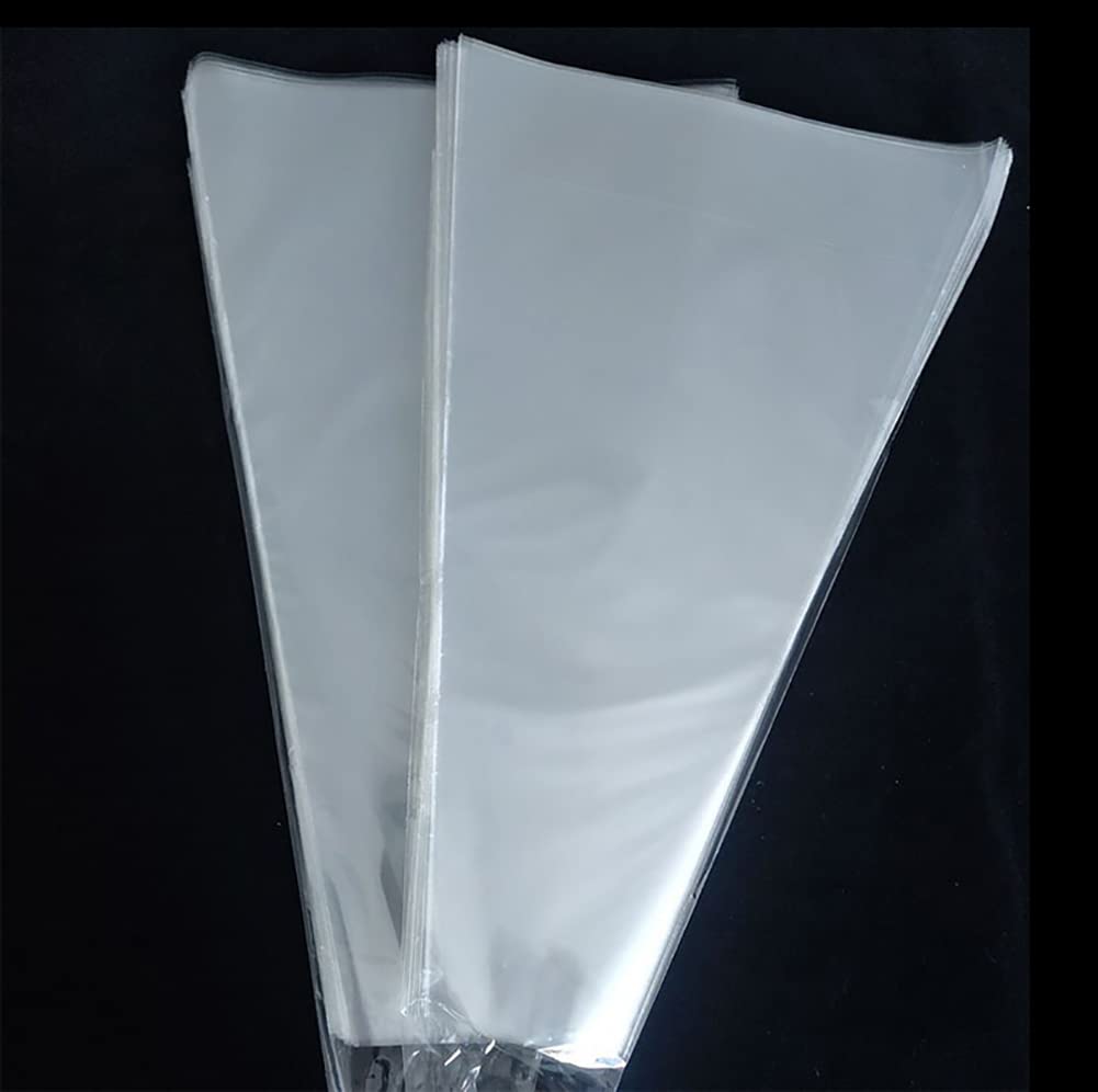 100 Pcs Clear Plastic Flower Cellophane Bags Transparent Bouquet Sleeves Rose Packaging Bags Floral Wrapping Bags for Valentines Day