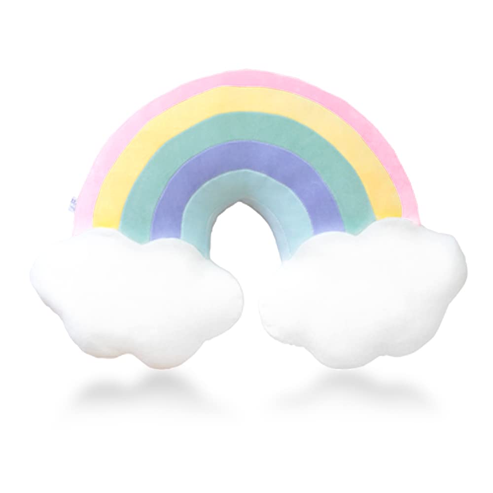 BENEKIY Rainbow Pillow 21'' Plush Rainbow Cloud Pillow Rainbow Shaped Travel Pillow Soft Stuffed Rainbow Decor Cushion Car Home Decorations