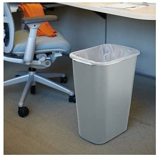 Rubbermaid Commercial 295700GY Deskside Plastic Wastebasket Rectangular 10 1/4 gal Gray (2)