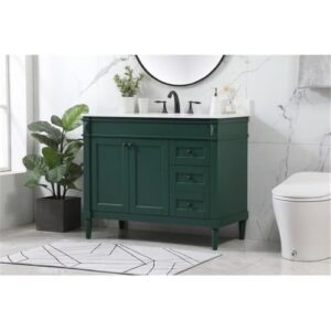 Elegant Decor Indoor Modern Under Sink Bathroom Fixtures Storage Organizer Cabinet 42 inch Single Bathroom Vanity - Green with backsplash