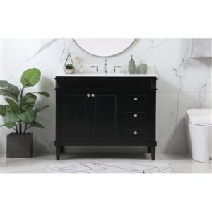 Elegant Decor Indoor Modern Under Sink Bathroom Fixtures Storage Organizer Cabinet 42 inch Single Bathroom Vanity - Black with backsplash