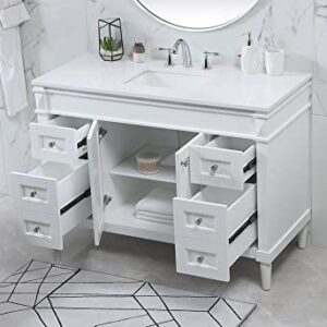 Elegant Decor Indoor Modern Under Sink Bathroom Fixtures Storage Organizer Cabinet 48 inch Single Bathroom Vanity - White