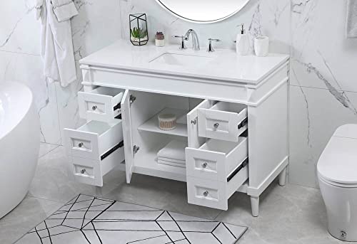 Elegant Decor Indoor Modern Under Sink Bathroom Fixtures Storage Organizer Cabinet 48 inch Single Bathroom Vanity - White