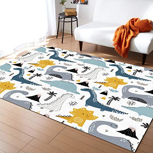 Dinosaur Area Rug 3'x5' for Kids Nursery Room Boys & Girls Room Cartoon Cute Art Rugs Soft Shag Rugs Non-Slip Entryway Carpet Non-Shedding Playing Mat for Living Room Bedroom Washable Rug