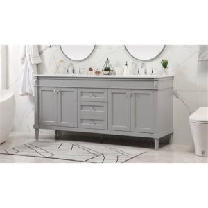 Elegant Decor Indoor Modern Under Sink Bathroom Fixtures Storage Organizer Cabinet 72 inch Double Bathroom Vanity - Grey