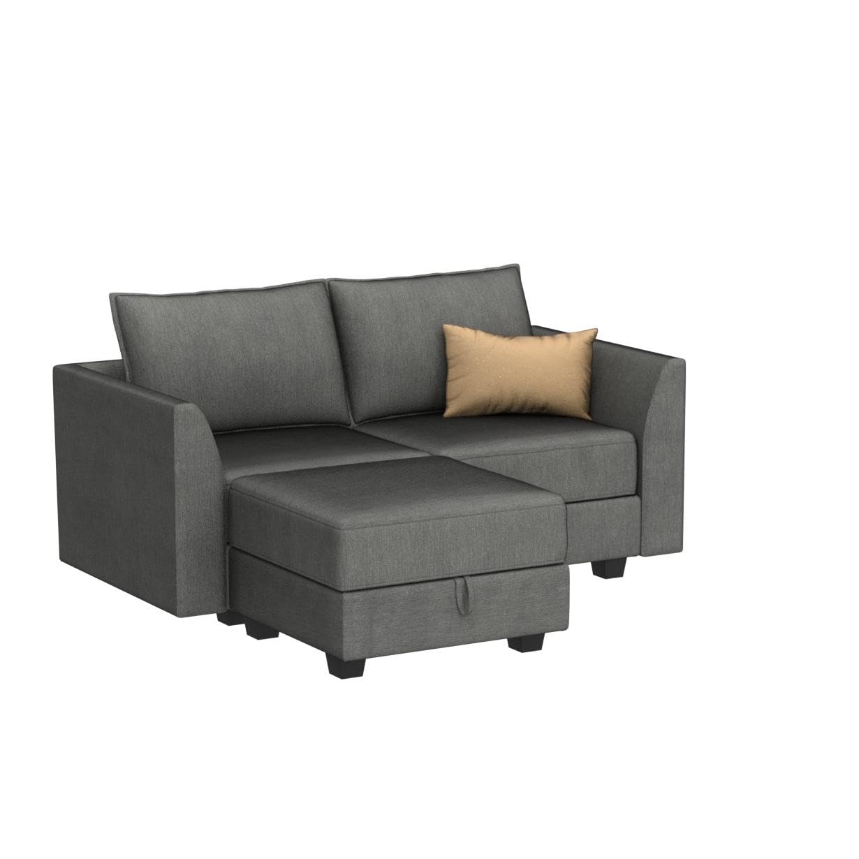 HONBAY Reversible Sectional Sofa with Chaise Modern Fabric Modular Sofa Couch with Ottoman L Shaped Couch with Storage Seat for Small Space, Grey