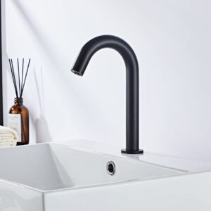 Automatic Bathroom Faucet Touchless Sensor Black Kitchen Faucet Medium Touch-Free Electric Motion Infrared Touchfree Faucet Bar Public Sink Faucet Aerator Spout Commercial AC/DC Power