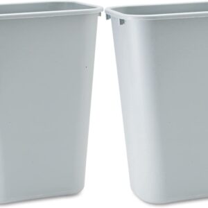 Rubbermaid Commercial 295700GY Deskside Plastic Wastebasket Rectangular 10 1/4 gal Gray (2)