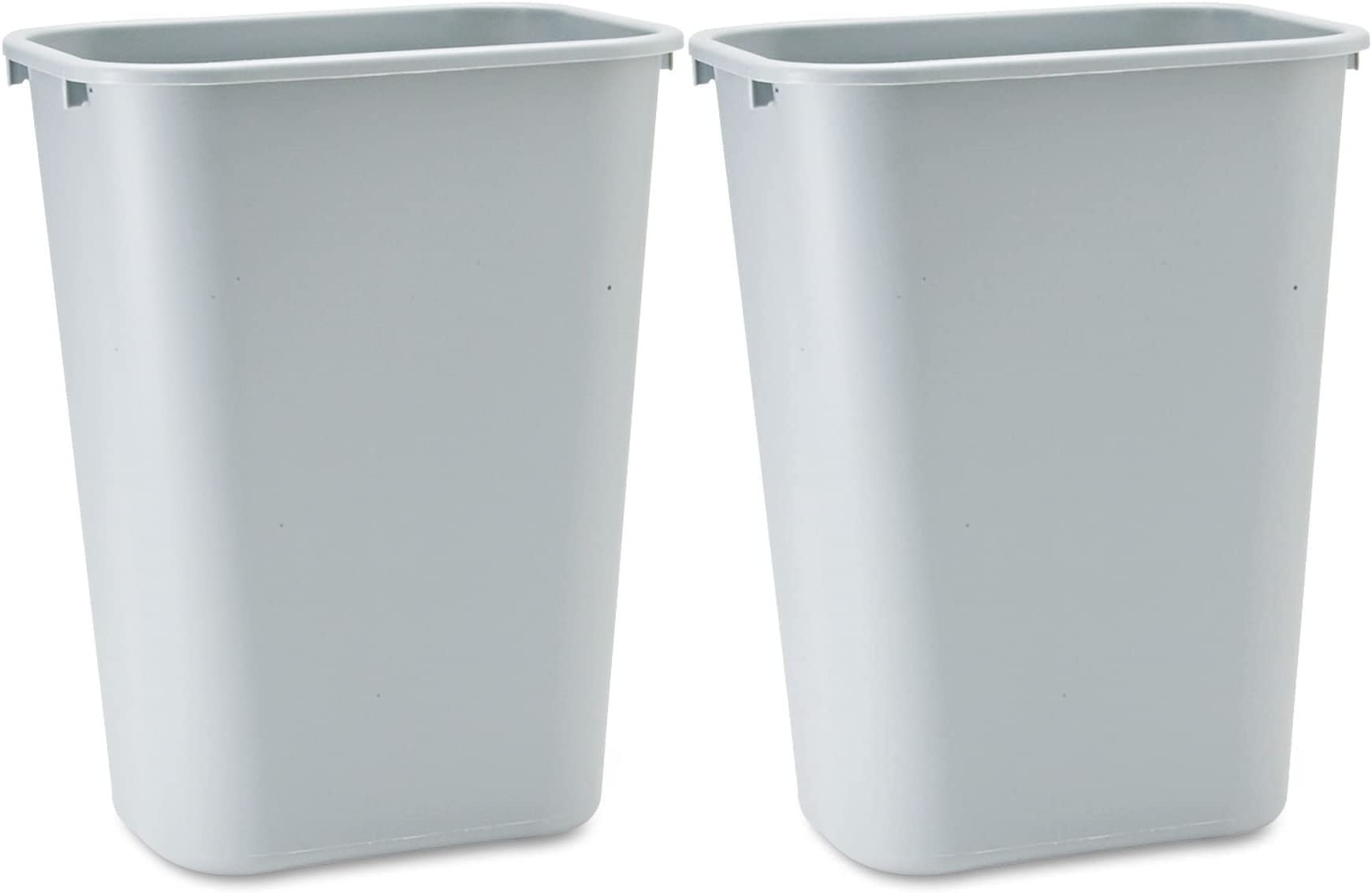 Rubbermaid Commercial 295700GY Deskside Plastic Wastebasket Rectangular 10 1/4 gal Gray (2)