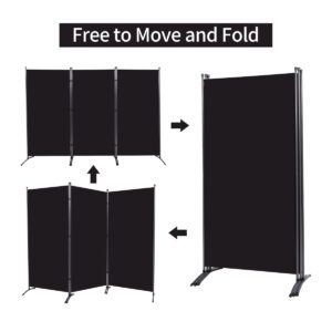 JVVMNJLK Indoor Room Divider, Portable Office Divider, Room Divider Wall Screen 3 Panel, Folding Partition Privacy Screen Walls Dividers for Room Separator 102" W x 71.3" H,Black