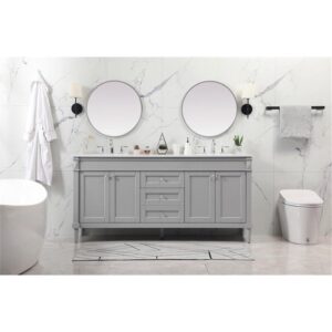 Elegant Decor Indoor Modern Under Sink Bathroom Fixtures Storage Organizer Cabinet 72 inch Double Bathroom Vanity - Grey