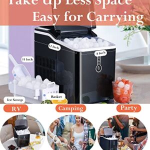 PRESTIGE CARTRIDGE26Lbs Portable Ice Maker, Compact Ice Maker Countertop Machine, 9 Ice Cubes Ready in 7 Mins, 26lbs Per Day, Bullet Shape Ice, 1.5L Electric Ice Maker, for Party Home Camping(Black)