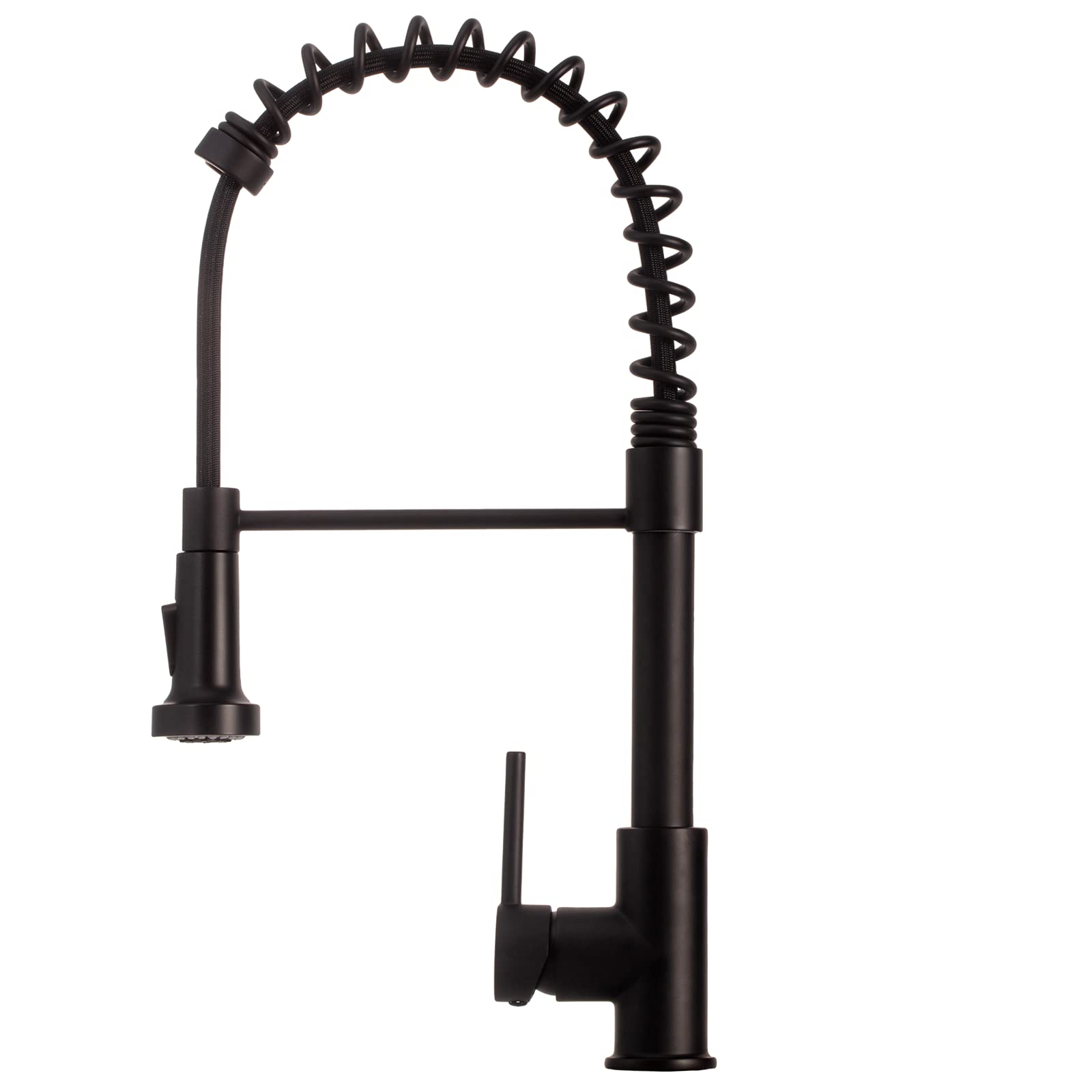 Strictly Sinks Kitchen Faucet with Pull Down Sprayer-Contemporary Design Single Handle High Arc Spring Faucet–Dual Function Spray Head with 360 Swivel Spout-Towel Bar Sink Faucet (Black)