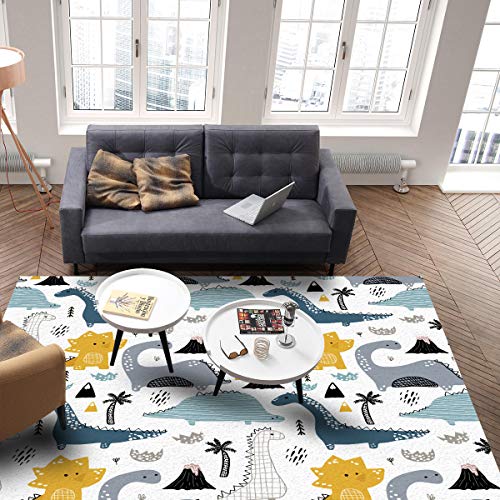 Dinosaur Area Rug 3'x5' for Kids Nursery Room Boys & Girls Room Cartoon Cute Art Rugs Soft Shag Rugs Non-Slip Entryway Carpet Non-Shedding Playing Mat for Living Room Bedroom Washable Rug