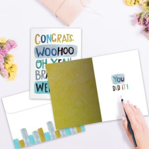 Tree-Free Greetings - Graduation Greeting Cards - Artful Designs - 2 Cards + Matching Envelopes - Made in USA - 100% Recycled Paper - 5"x7" - WooHoo Congrats (GT60464)