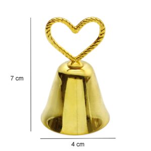 4 Pieces Heart-shaped Bell Place Card Holders Photo Holder Table Card Holders Memo Photo Stands Holder for Table Numbers, Restaurant Menu, Weddings, Party Decoration (Golden)