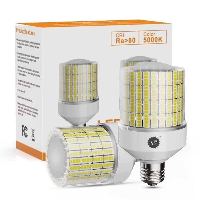 NS 2 Pieces 700W Equivalent 8800 Lumens 70W LED Corn Light Bulbs E26 /E39 Base 5000K Neutral White for Home Garden Garage Backyard Street Office Yard Warehouse Work Shop High Bay Gym Lighting