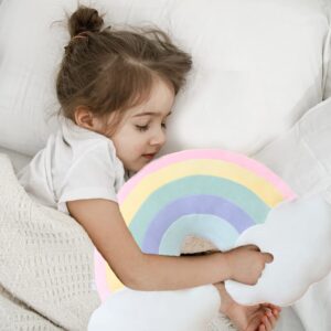 BENEKIY Rainbow Pillow 21'' Plush Rainbow Cloud Pillow Rainbow Shaped Travel Pillow Soft Stuffed Rainbow Decor Cushion Car Home Decorations