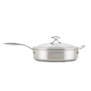 circulon stainless steel sauté pan with lid and steelshield hybrid stainless and nonstick technology, 5 quart