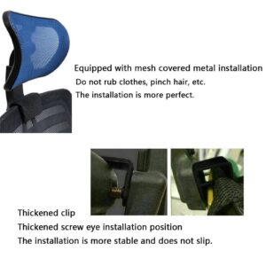 Five-Color Adjustable Office Chair Headrest Can Be Rotated to Lift The Neck Spine Back Support Punch-Free Card Non-Destructive Installation Height Adjustment Chair,Blue,3.0cm