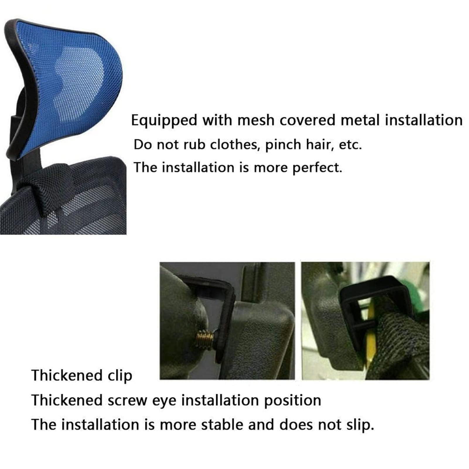 Five-Color Adjustable Office Chair Headrest Can Be Rotated to Lift The Neck Spine Back Support Punch-Free Card Non-Destructive Installation Height Adjustment Chair,Blue,3.0cm