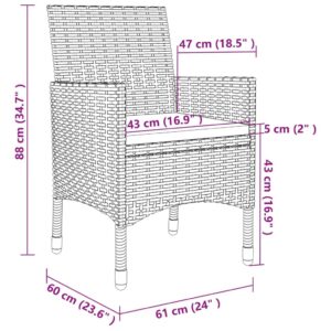 vidaXL Patio Dining Set 9 Piece with Cushions Garden Outdoor Terrace Balcony Dinner Table and Chair Seat Seating Furniture Poly Rattan Gray