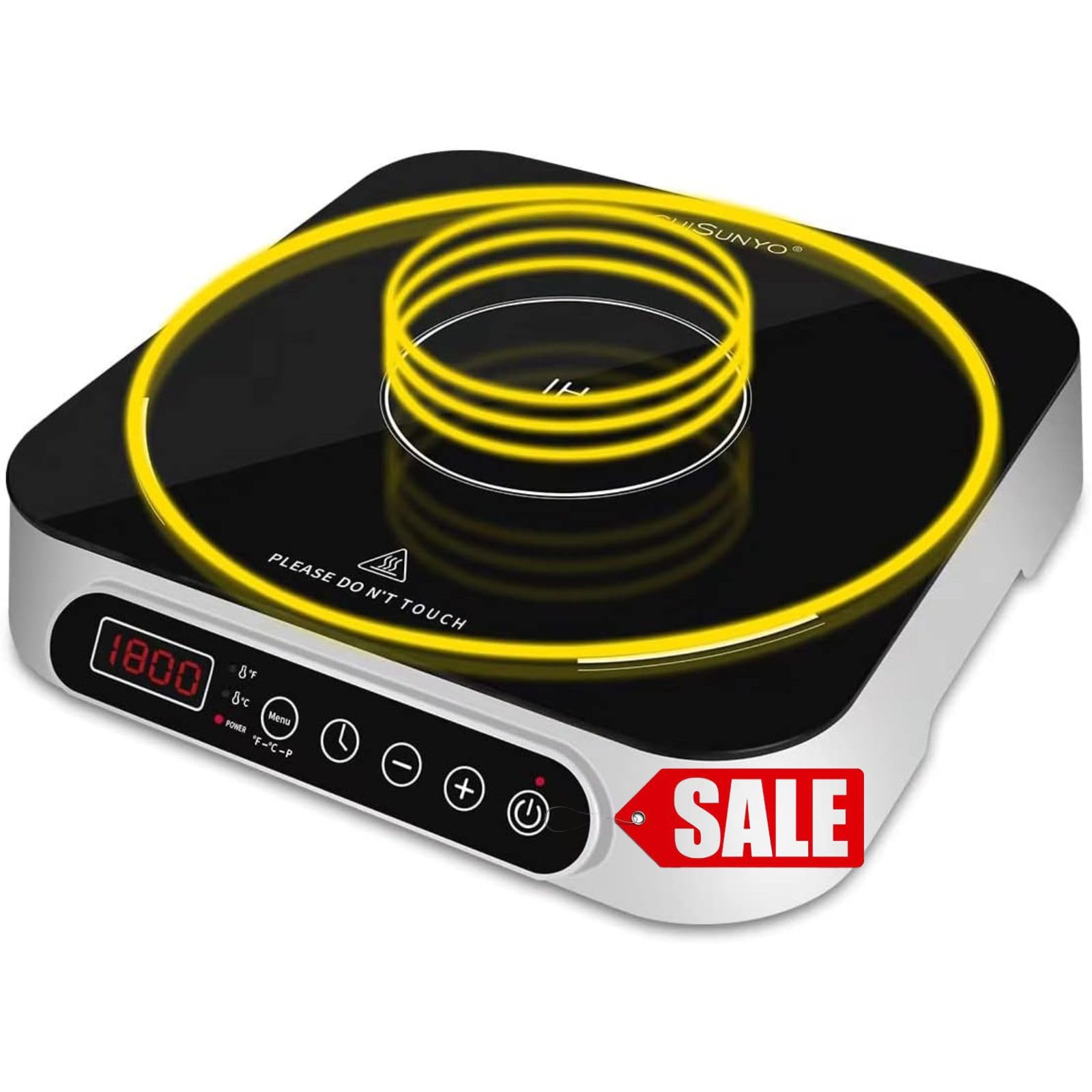 Portable Induction Countertop 1800W Cooktop 10 Power Levels Burners Electric Stove with 140-465°F Timer Settings Induction Burner Suitable and Digital Sensor for Magnetic Cookware