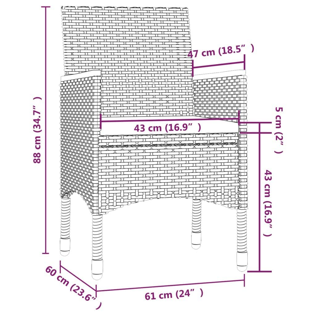 vidaXL Patio Dining Set 9 Piece with Cushions Garden Outdoor Terrace Balcony Dinner Table and Chair Seat Seating Furniture Poly Rattan Gray