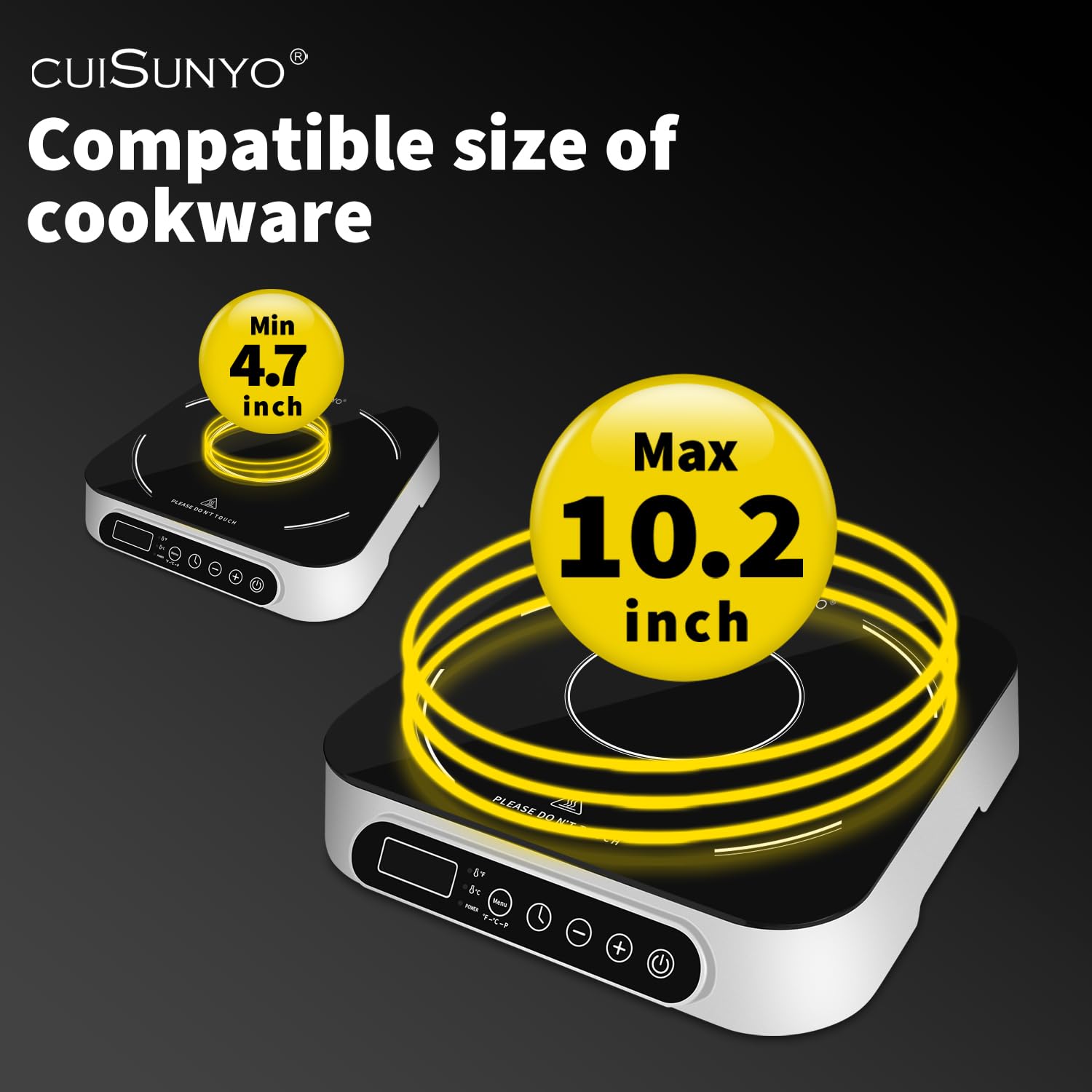 Portable Induction Countertop 1800W Cooktop 10 Power Levels Burners Electric Stove with 140-465°F Timer Settings Induction Burner Suitable and Digital Sensor for Magnetic Cookware