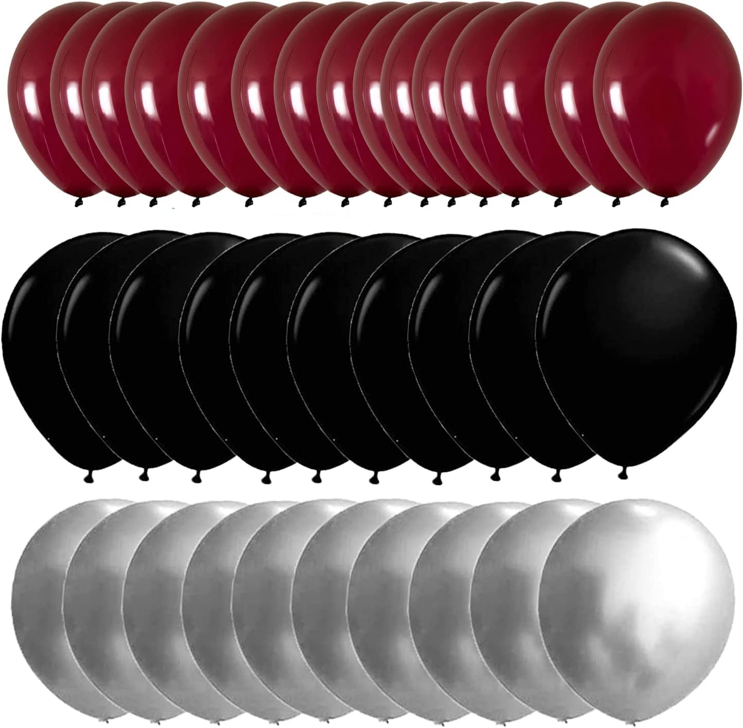 Graduation Party Decorations Maroon Black 2024/Burgundy Black Graduation Decorations/Burgundy Silver Black Balloons 45Pcs Burgundy Black Birthday Decorations