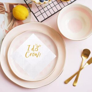 Geloar I Do Crew Cocktail Napkins, 100 Pack Gold I Do Crew Party Supplies Paper Napkins in Bulk for Rehearsal Dinner Bridal Shower Engagement Wedding Beverage Table Decorations | 2-Ply, 5x5 Inches