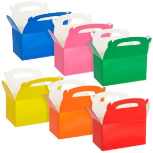 BLUE PANDA 24 Pack Rainbow Gable Boxes for Party Favors, Colorful Birthday Goodie Boxes, Treats, Small Gifts (6 Colors, 6 x 3.5 x 3.6 in)