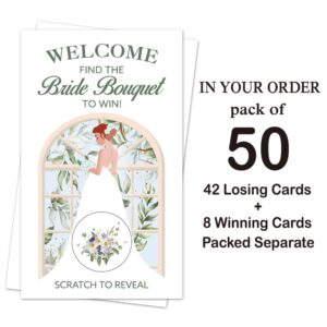 Haizct 50 Pack Wedding Dress Bridal Shower Scratch Off Game Cards for Country Wedding, Bridal Shower, Bridal Lottery Tickets, Wedding Shower Ideas (GK068)