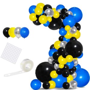 blue yellow black silver balloon garland arch - blue black balloons balloons blue yellow balloons metallic silver and black balloons for boys police robots bat hero birthday graduation halloween party