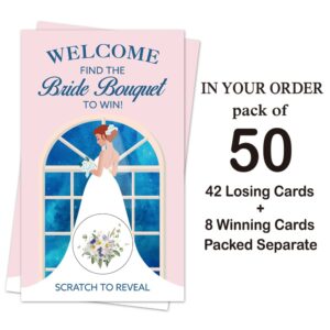 Haizct 50 Pack Wedding Dress Bridal Shower Scratch Off Game Cards for Country Wedding, Bridal Shower, Bridal Lottery Tickets, Wedding Shower Ideas (GK069)