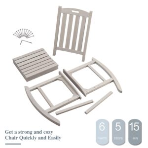 Psilvam Oversized Outdoor Rocking Chair, with 21" Wide Seat and 32" Tall Backrest, Pre-Assembled with Most Components for Effortless Installation (Gray)