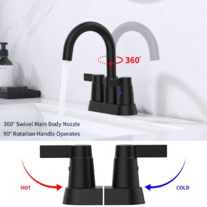 Bathroom Faucet Matte Black 4 Inches Bathroom Sink Faucet Vanity Faucet Modern Bathroom Faucets Lavatory Faucet Lead-Free