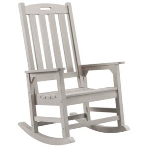 psilvam oversized outdoor rocking chair, with 21" wide seat and 32" tall backrest, pre-assembled with most components for effortless installation (gray)