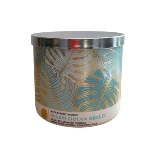 Bath & Body Works, White Barn 3-Wick Candle w/Essential Oils - 14.5 oz - 2022 Early Summer Scents! (Warm Ocean Breeze)