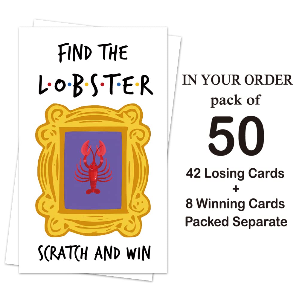 Haizct 50 Pack Find The Lobster Bridal Shower Scratch Off Game Cards for Country Wedding, Bridal Shower, Bachelorette Party Game, Wedding Shower Ideas, Baby Showe