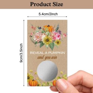 Haizct 50 Pack Rustic Pumpkin Fall Bridal Shower Scratch Off Game Cards for Country Wedding, Bridal Shower, Bridal Lottery Tickets, Wedding Shower Ideas, Baby Showe