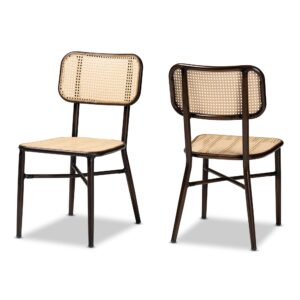 Wholesale Interiors Katina Outdoor Dining Chairs, Beige/Dark Brown