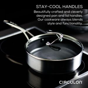 Circulon Stainless Steel Sauté Pan with Lid and SteelShield Hybrid Stainless and Nonstick Technology, 5 Quart