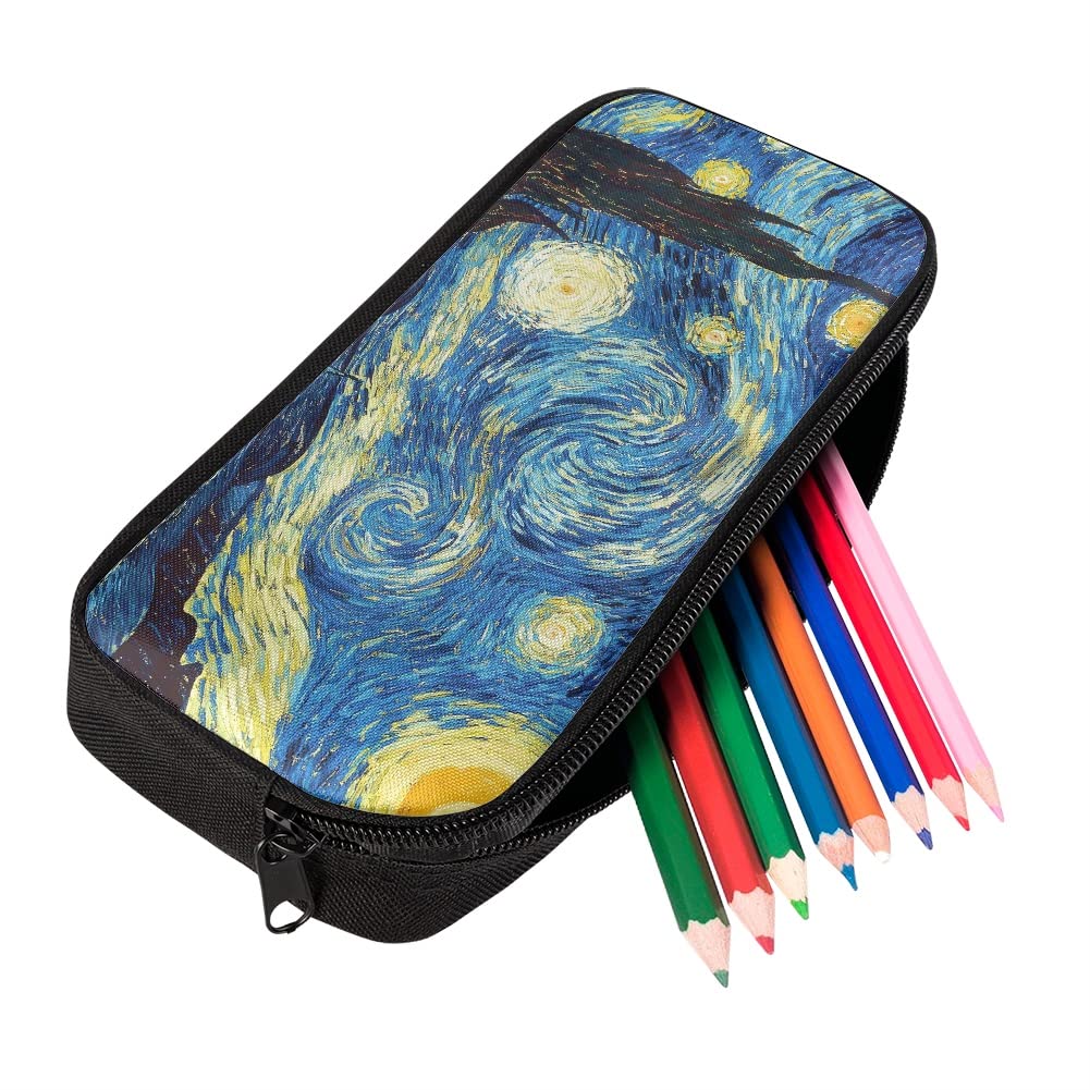 Ystardream Van Gogh Starry Sky Pencil Case for Boys Pencil Pen Case Big​ Capacity College Office Pencil Pouch Organize Bag for Teens Girls Adults Student