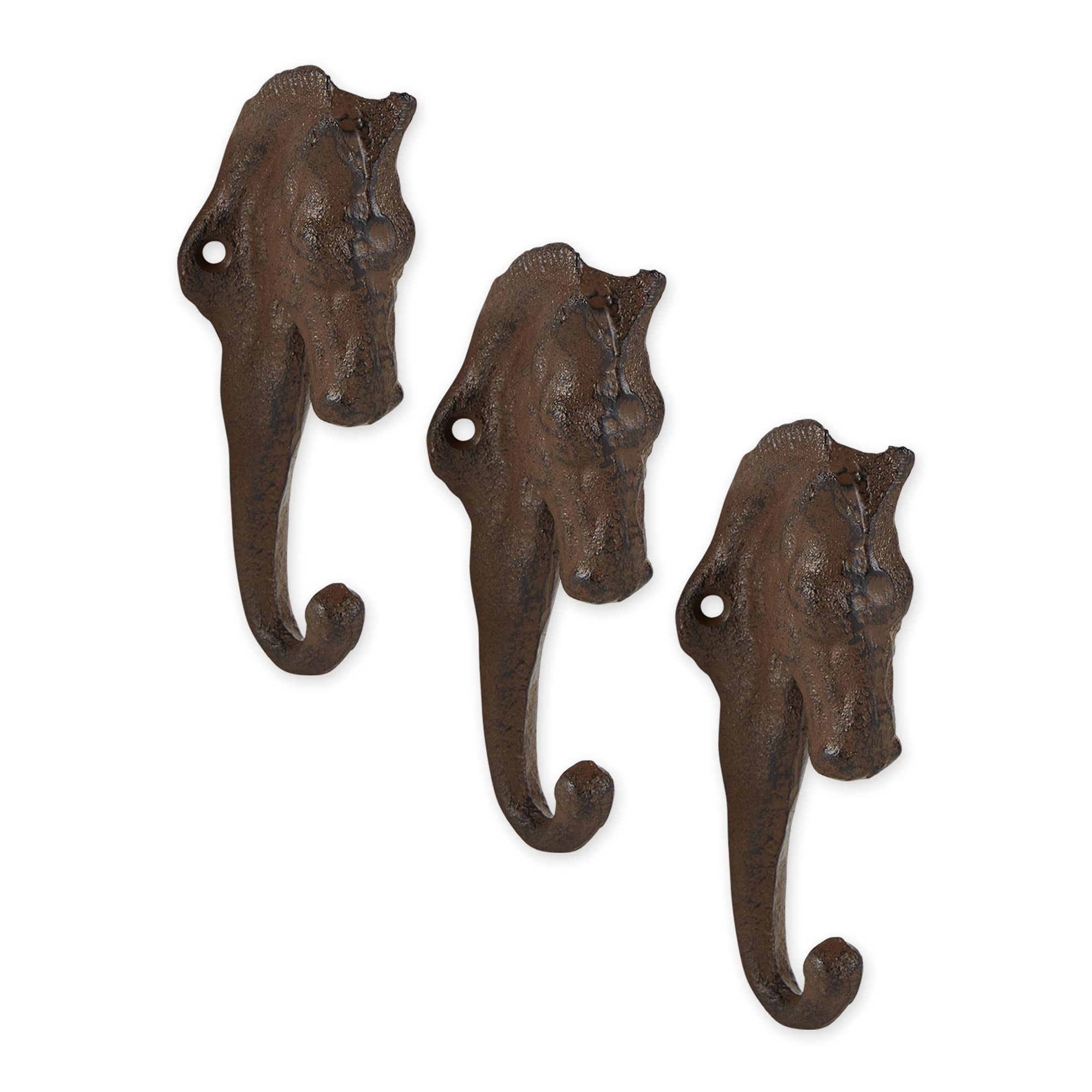 DII Cast Iron Collection Decorative Wall Hook Set, Horse, 3 Count