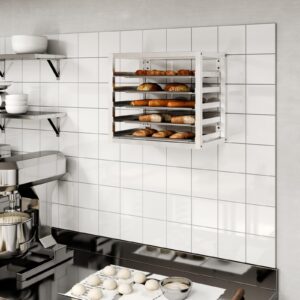 AmGood Wall Mounted Sheet Bun Pan Rack With 5 Pans 21" x 13" x 18" | Aluminium | NSF