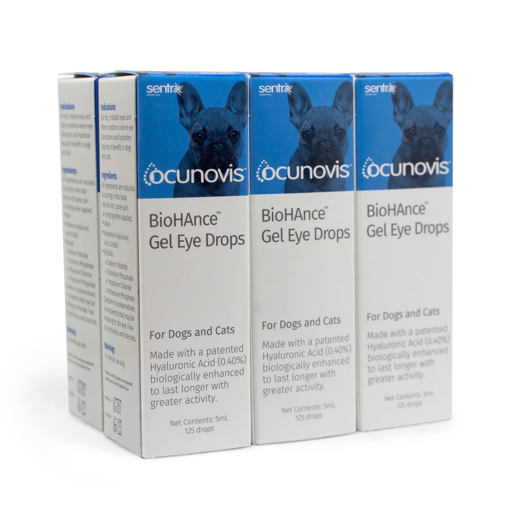 Sentrx Ocunovis Gel Eye Drops for Dogs & Cats, Eye Lube for Dogs Allergy Relief Lubricant, Dogs with Dry Eyes, Artificial Tears, 5 ml (6-Pack)